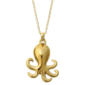 Stainless Steel Octopus Gold Pvd Charm Necklace