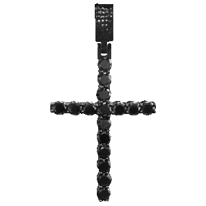 Stainless Steel Black PVD Cubic Zirconia Cross Pendant