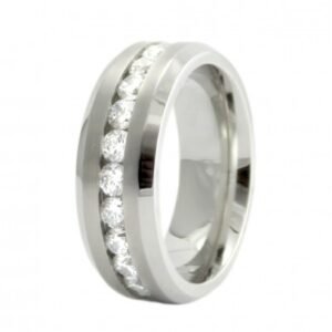 Cubic Zirconia Stainless Steel Band Ring