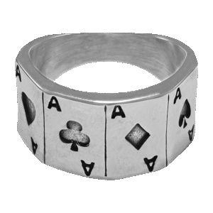 Stainless Steel Ace Poker Cards Ring