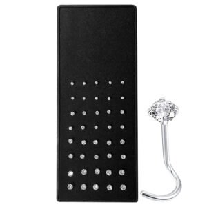 Surgical Steel Clear Curved Nose Stud - 40 pcs