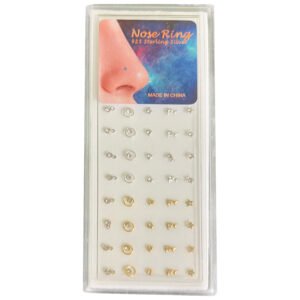 Sterling Silver Decorative Nose Rings - 40 pcs