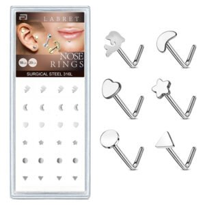 Surgical Steel Decorative Nose Rings - 24 pcs