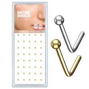 Surgical Steel L-Shaped Ball Nose Rings - 40 pcs