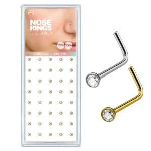 Surgical Steel L-Shaped Nose Rings - 40 pcs