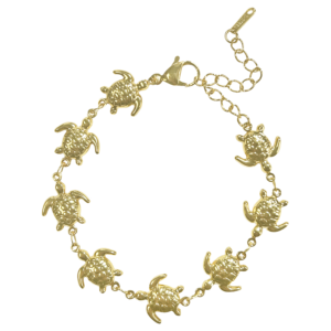 Stainless Steel Gold PVD Turtle Charm Bracelet