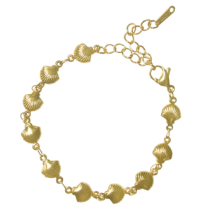 Stainless Steel Gold PVD Tiny Seashell Charms Bracelet