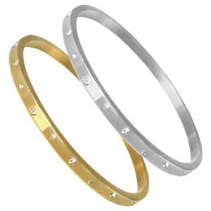 Stainless Steel CZ Bangle Bracelet - 4MM