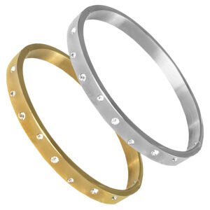 Stainless Steel CZ Bangle Bracelet - 6MM