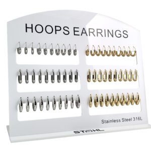 Stainless Steel Assorted Hoop Earrings Display