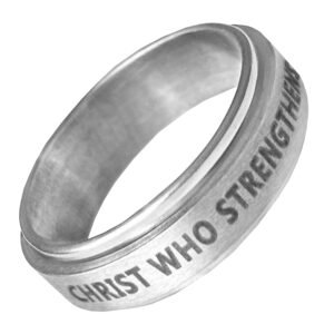 Stainless Steel Philippians 4:13 Proverbs Spinner Ring