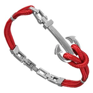 Red Rope & Stainless Steel Anchor Bracelet