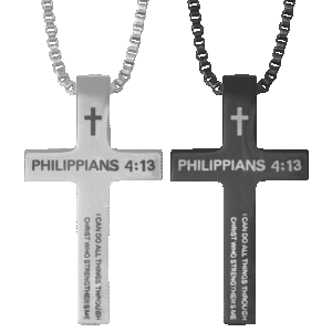 Stainless Steel Philippians 4:13 Proverbs Cross Box Chain Necklace