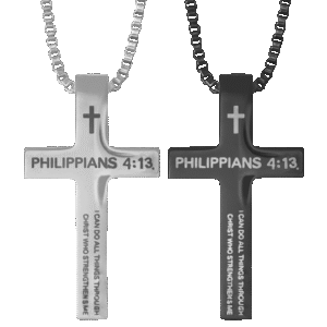 Stainless Steel Philippians 4:13 Proverbs Cross Box Chain Necklace