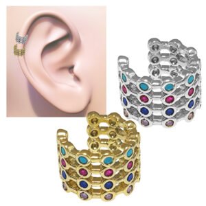 Fashion Multi-Color Stacked Stones Ear Cuff