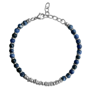 Stainless Steel & Blue Lapis Lazuli Bead Bracelet
