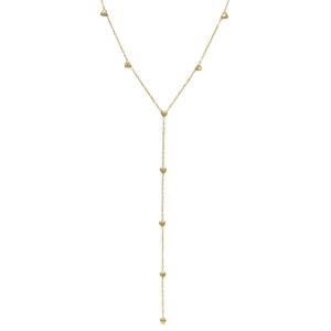 Gold Stainless Steel Hearts Lariat Necklace