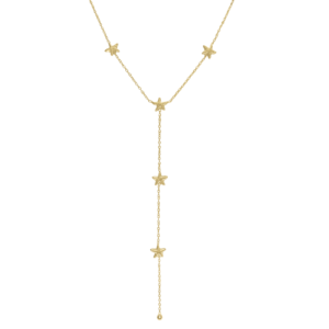 Gold Stainless Steel Stars Lariat Necklace