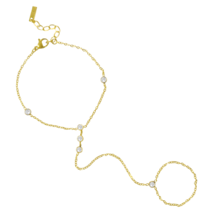 Cleopatra Gold Stainless Steel CZ Hand Chain
