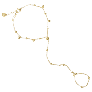 Cleopatra Gold Stainless Steel Hand Chain with Round Beads