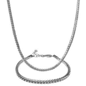 Stainless Steel Wheat Chain Necklace & Bracelet Set
