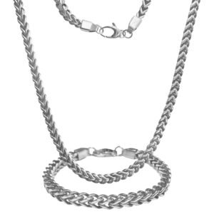 Stainless Steel Franco Chain Necklace & Bracelet Set