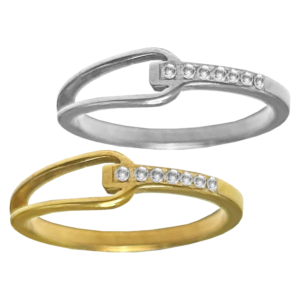 Stainless Steel Loop & CZ Band Ring