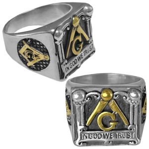 Stainless Steel Masonic Biker Ring