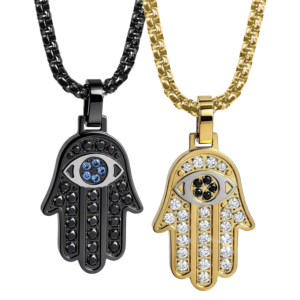 Stainless Steel CZ Hamsa Necklace