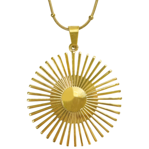 Stainless Steel Gold Pvd Sun Charm Necklace